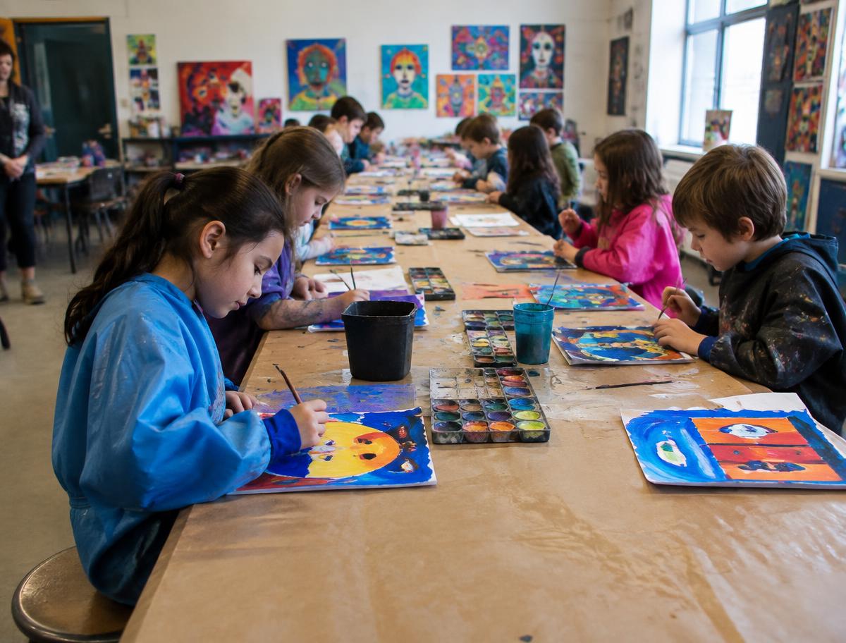 An NJWA class working together in the studio